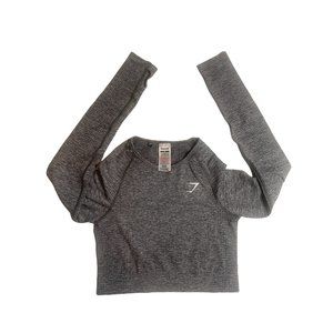 Gymshark Crop Top M Gray Long Sleeve Activewear M